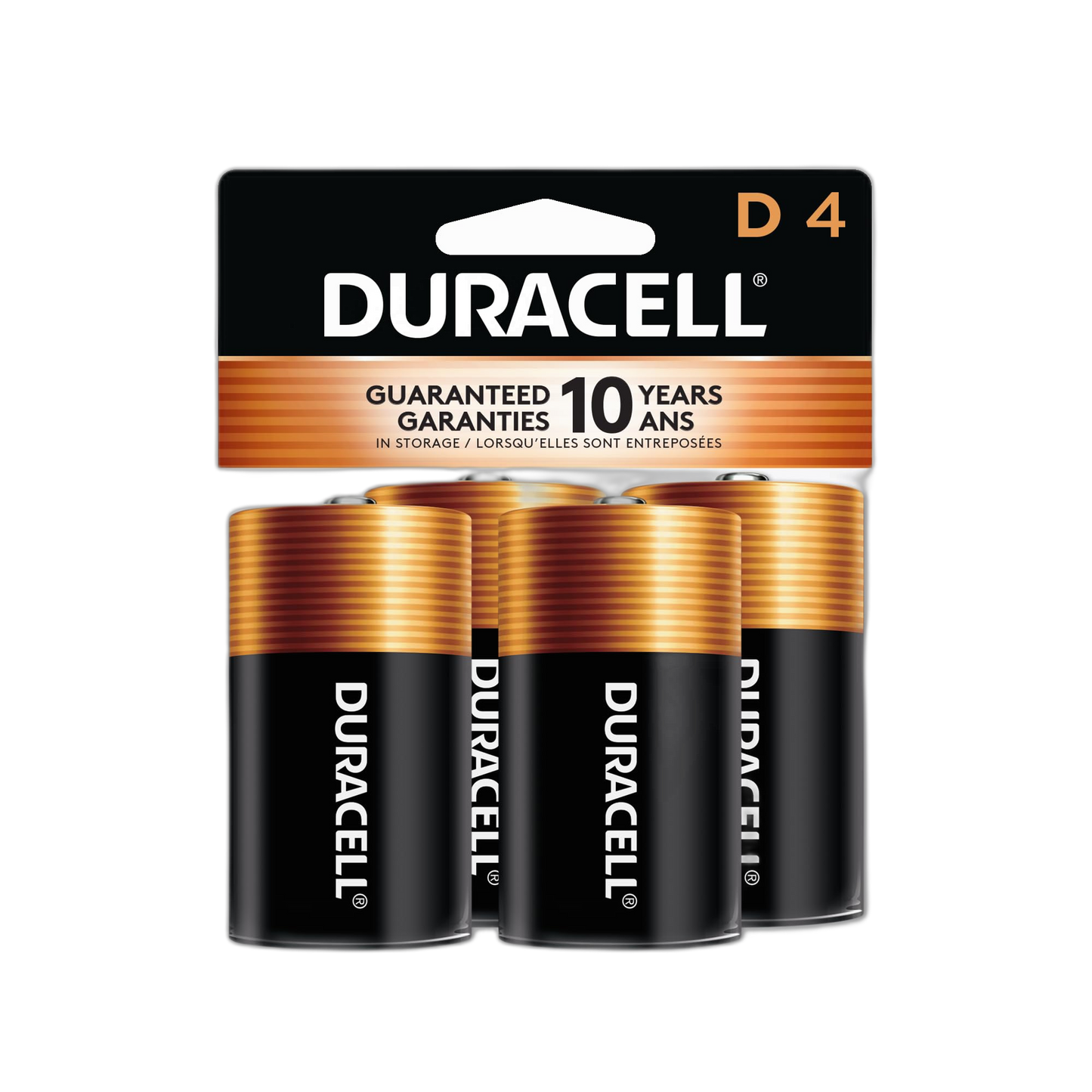 Duracell Coppertop D Batteries, 4 Count Pack, D Battery with Long-lasting Power, All-Purpose Alkaline D Battery for Household and Office Devices