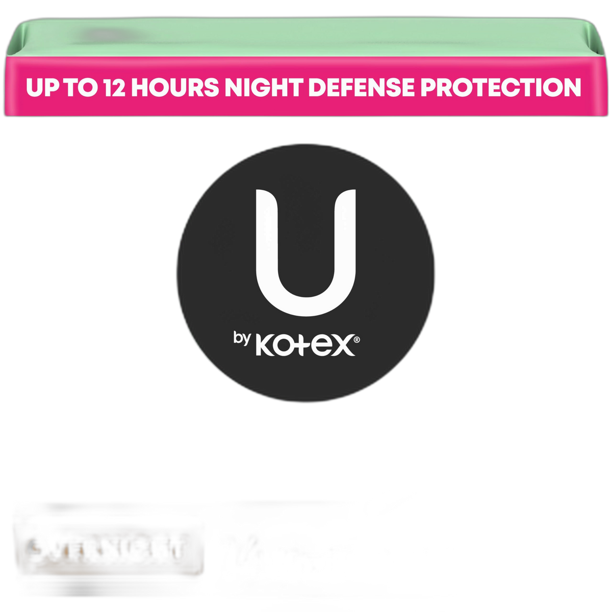 U by Kotex Maxi Pads with Wings, Clean & Secure, Overnight Absorbency, 14 Count (Packaging May Vary)