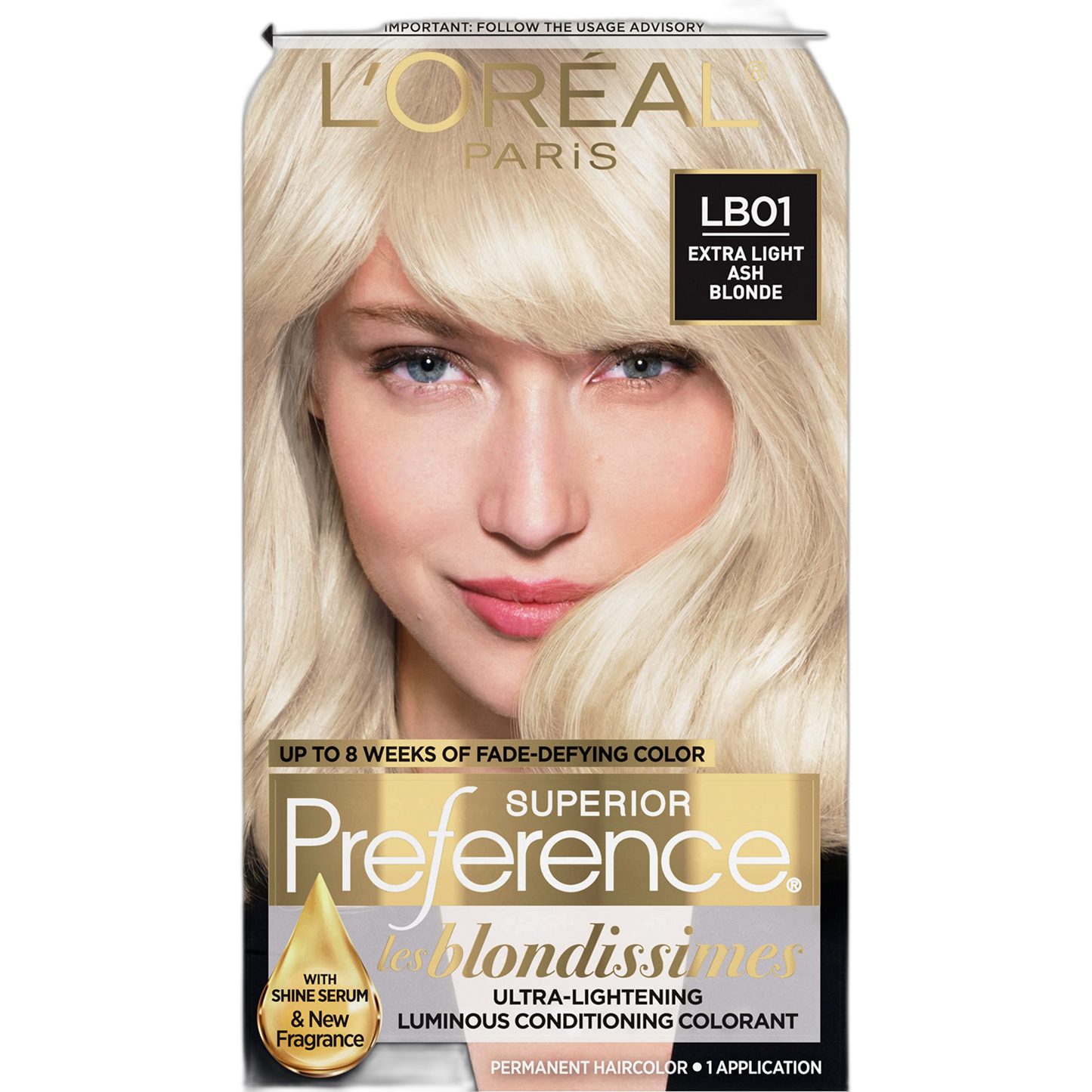L'Oréal Paris Superior Preference Fade-Defying + Shine Permanent Hair Color, LB01 Extra Light Ash Blonde, Hair Dye Kit (Pack of 1)