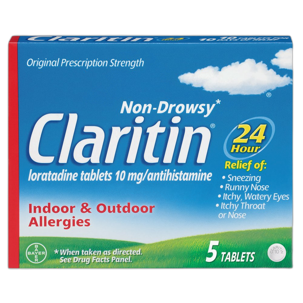 Claritin 24 Hour Non-Drowsy Allergy Tablets,10 mg, 5 Count (708164)
