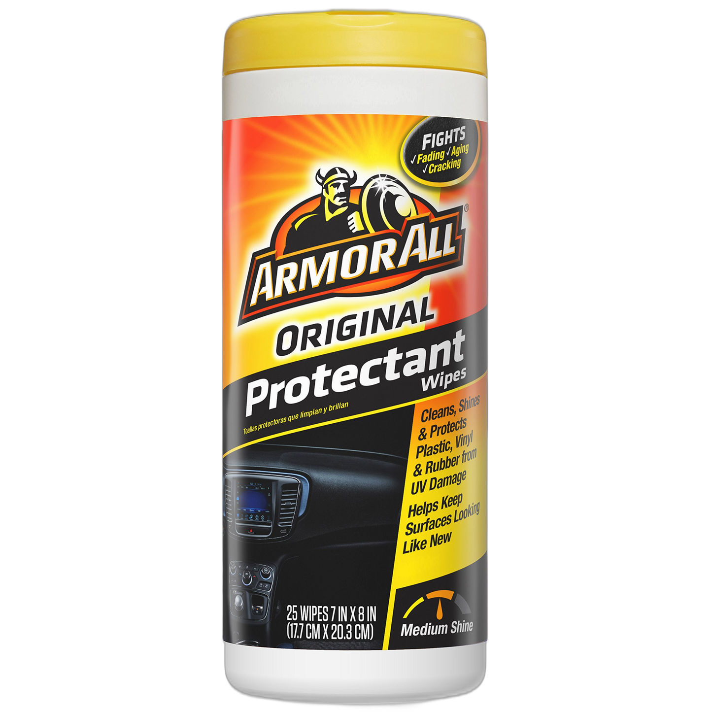 Armor All Original Protectant Wipes , Disposable Car Cleaning Wipes Renews and Revitalizes Automotive Interiors, 25 count