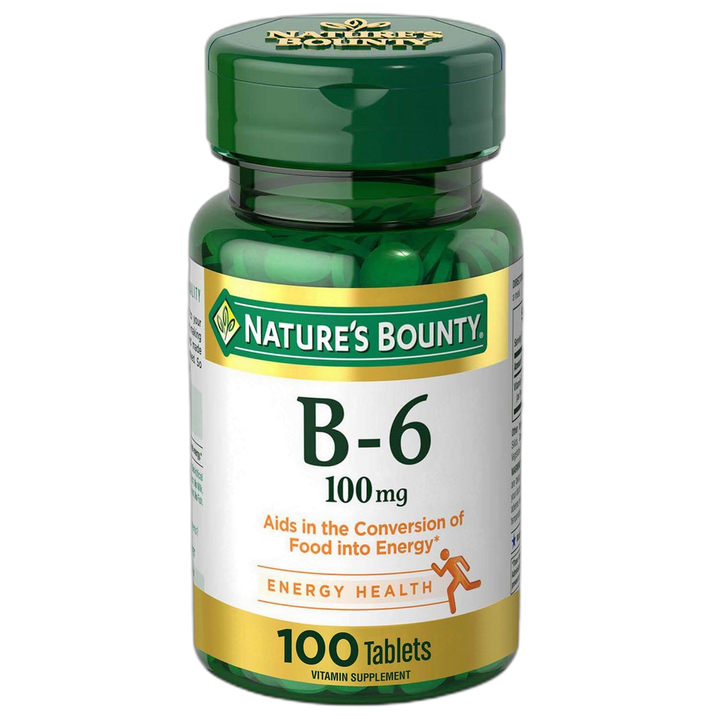 Nature's Bounty Vitamin B6 100mg Tablets - Supports Energy Metabolism & Nervous System Health, 100 Ct