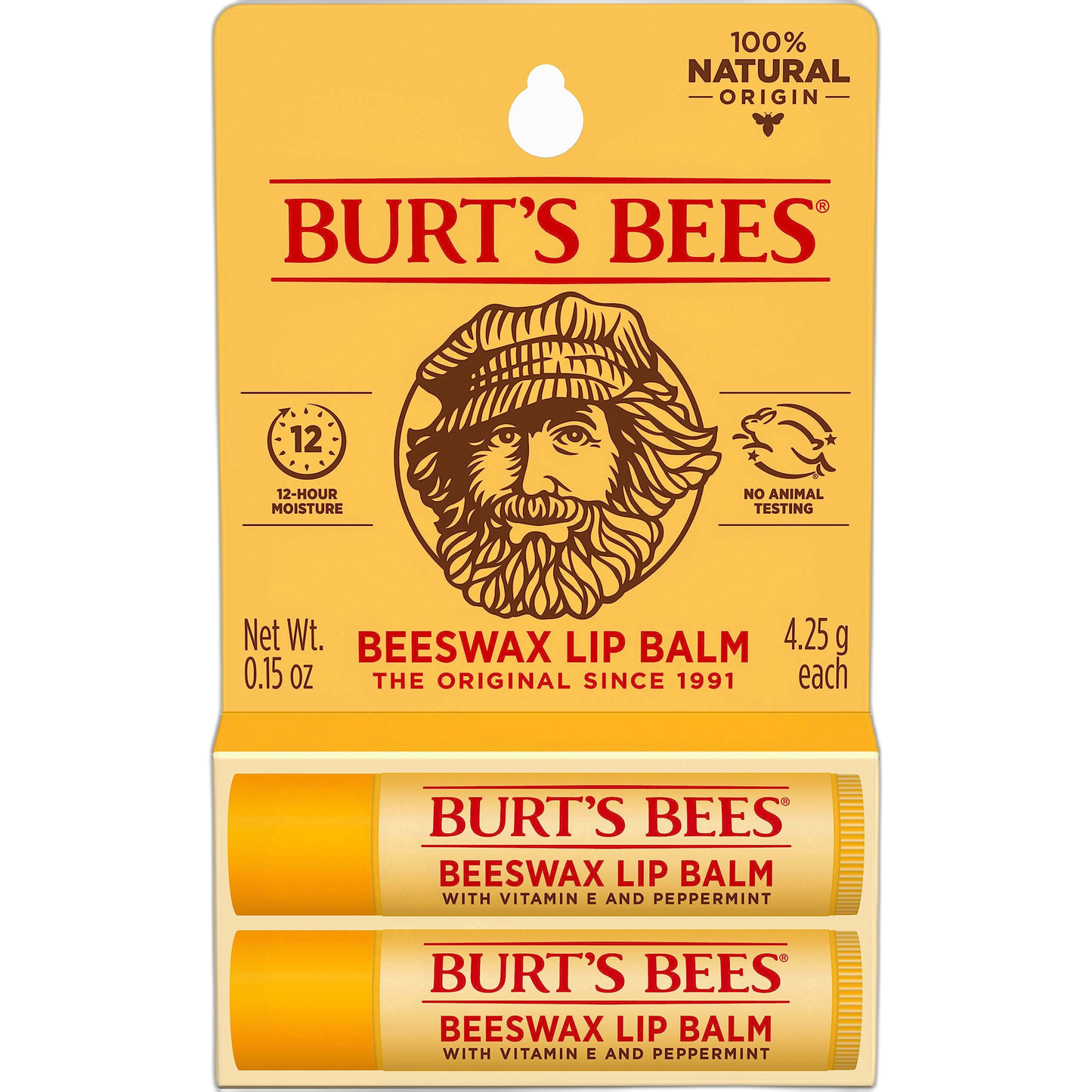 Burt's Bees Lip Balm - Original Beeswax, Lip Moisturizer With Responsibly Sourced Beeswax, Tint-Free, Natural Origin Conditioning Treatment, 2 Tubes, 0.15 oz.