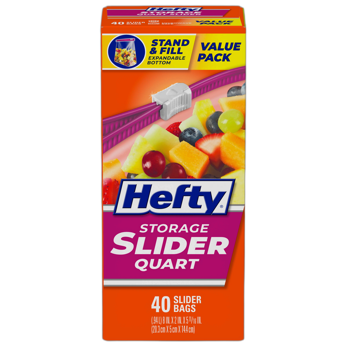 Hefty Slider Storage Bags, Quart Size, 40 Count
