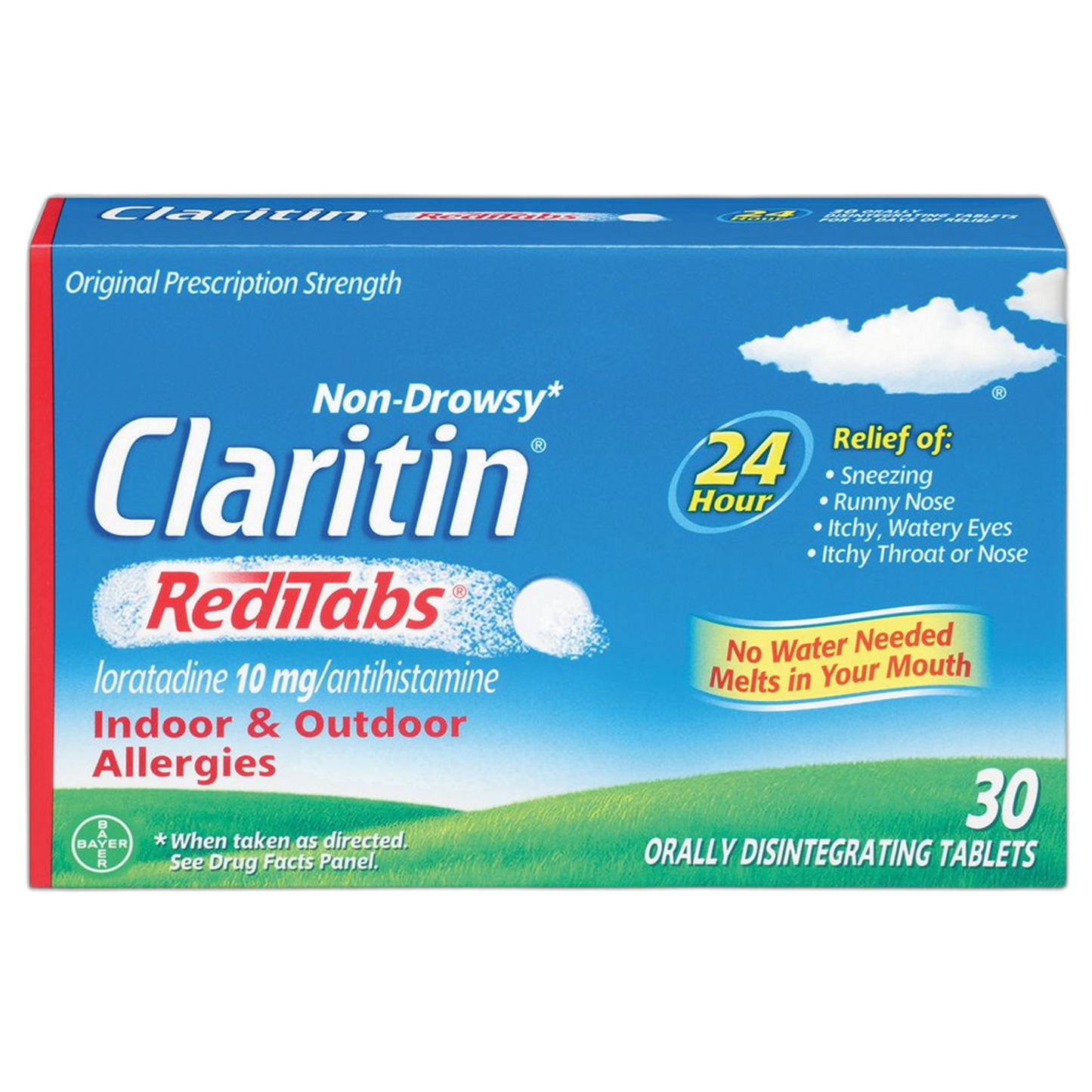 Claritin RediTabs 24 Hour Allergy Medicine, Non-Drowsy Prescription Strength Allergy Relief, Loratadine Antihistamine Tablets, 30 Count