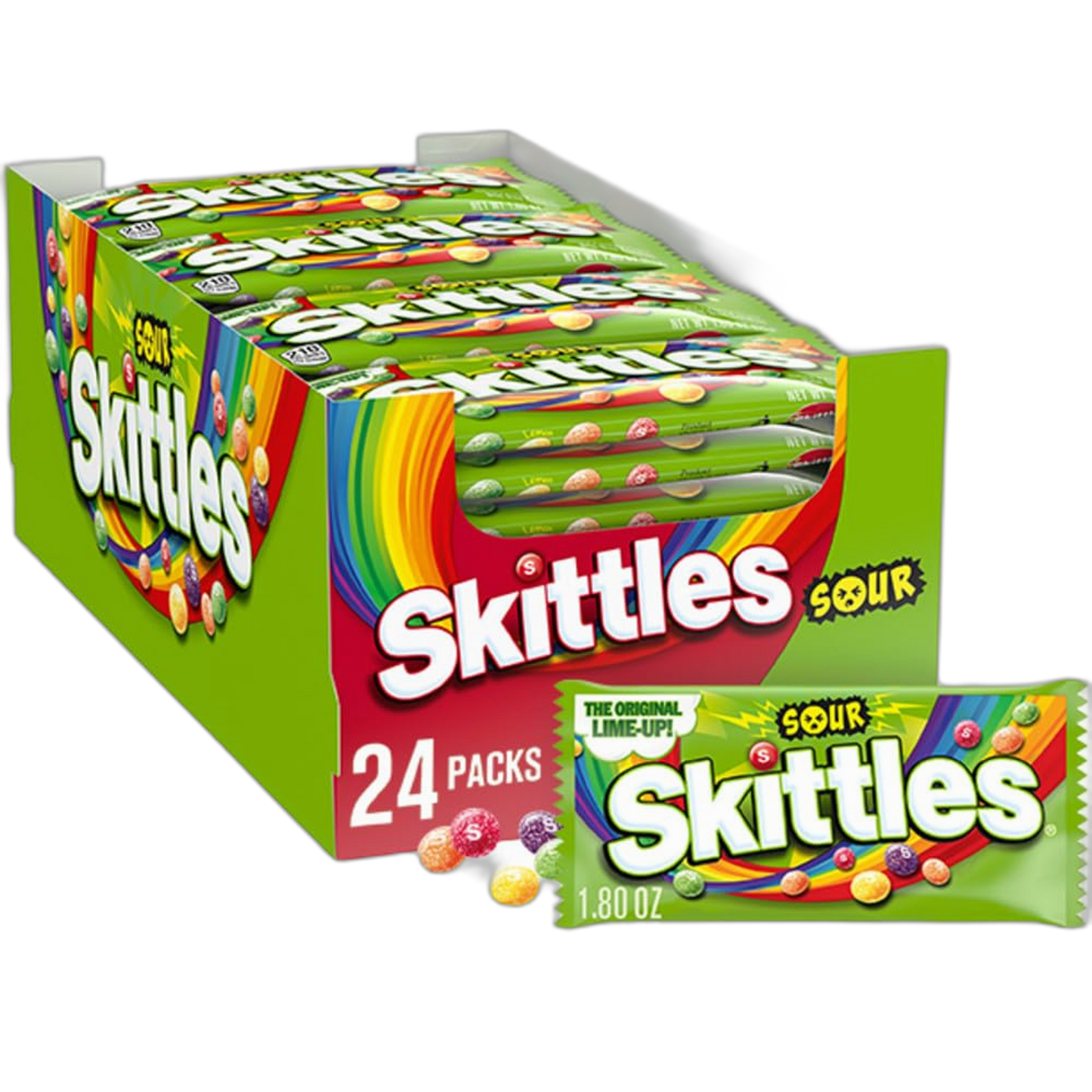SKITTLES Sours Individually Wrapped Full Size Chewy Candy Packs, 24 Ct Bulk Box