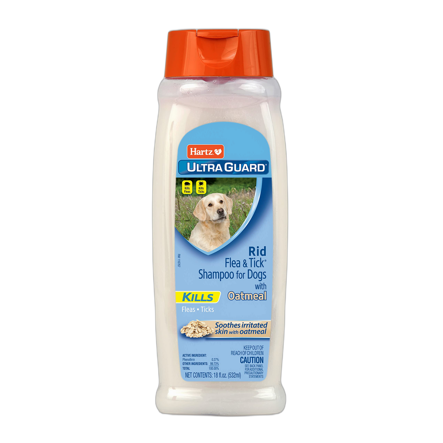 Hartz UltraGuard Rid Flea & Tick Oatmeal Dog Shampoo, 18 oz Bottle