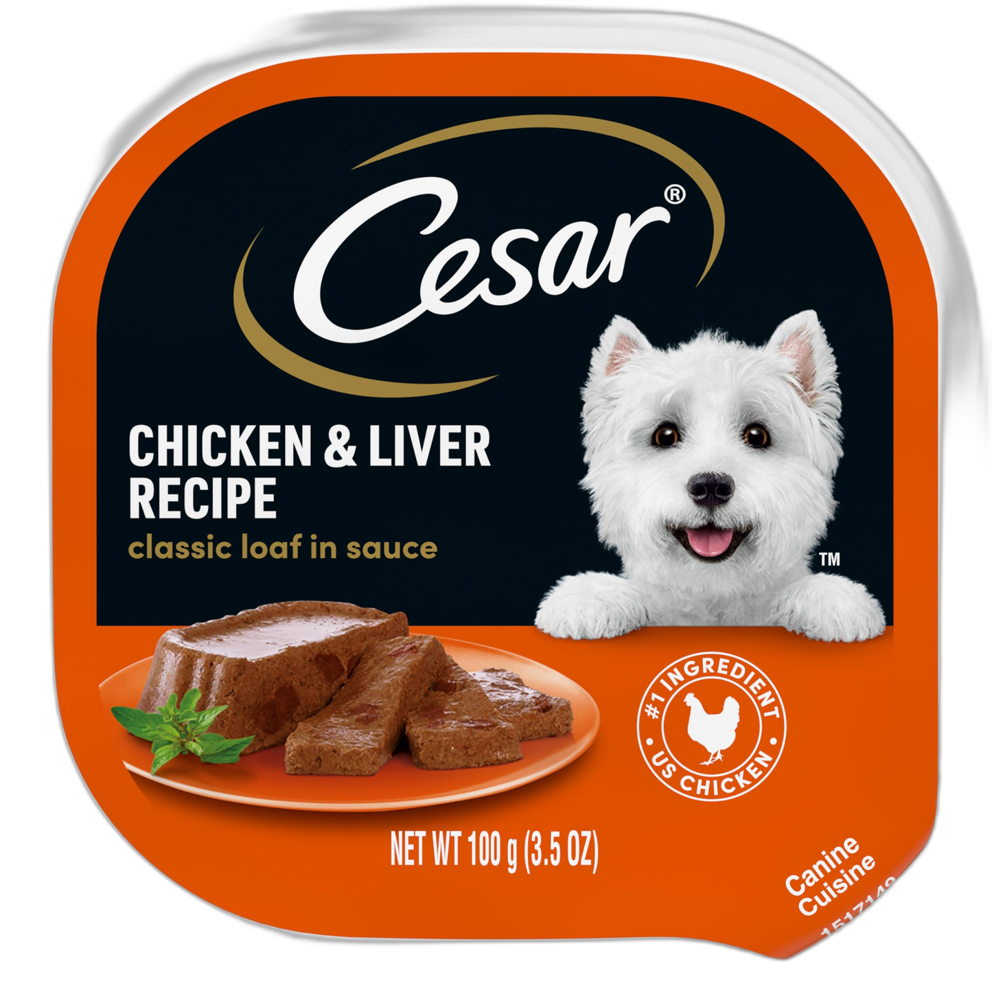 Cesar Wet Dog Food Classic Loaf in Sauce Chicken & Liver Recipe, 3.5 oz. Easy Peel Tray