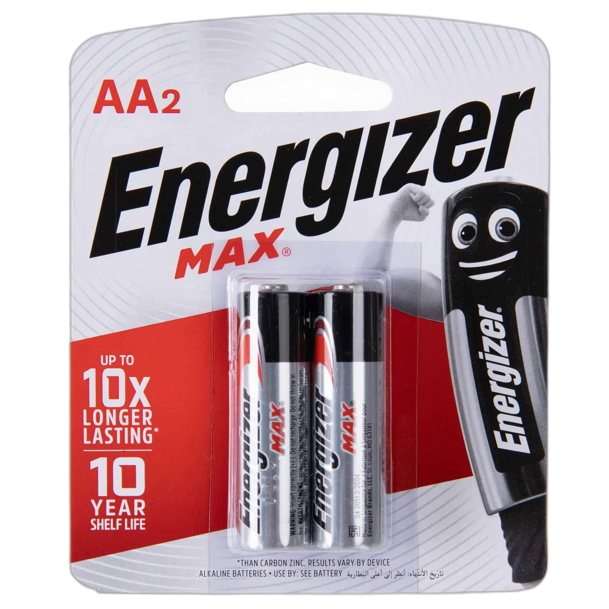 Energizer MAX Alkaline Batteries, AA, 2 Batteries/Pack