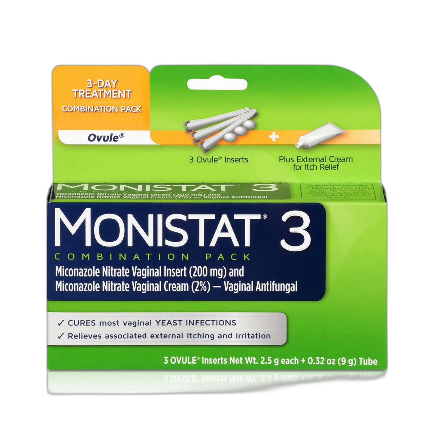 Monistat 3 Day Yeast Infection Treatment for Women, 3 Miconazole Ovule Inserts & External Monistat Anti-Itch Cream Bundle