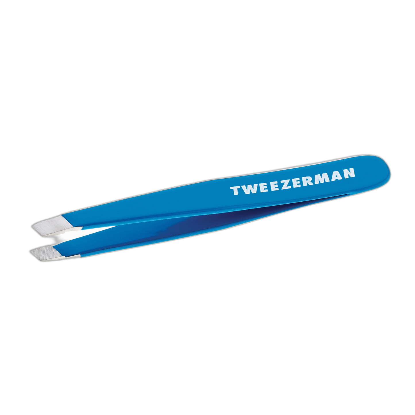 Tweezerman Mini Slant Travel Tweezers For Eyebrows, Travel Tweezers for Eyebrows, Facial Hair, Ingrown Hair (Bahama Blue)