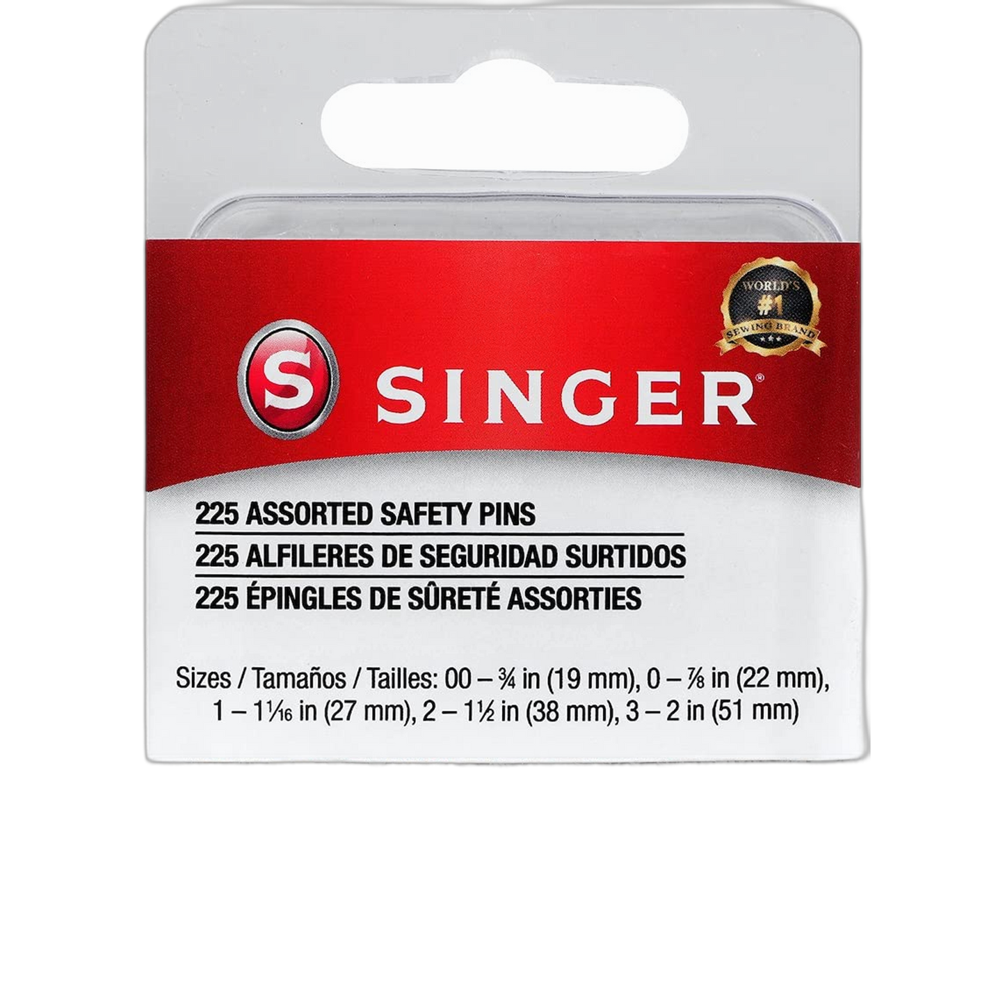 Singer 00205 Safety Pins Value Pack, Assorted Sizes, 225-Count