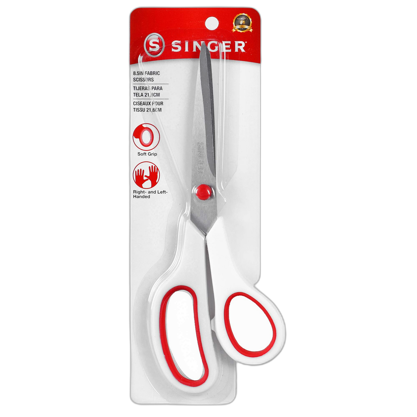 SINGER Fabric Scissors with Comfort Grip, 1-pack, Red & White