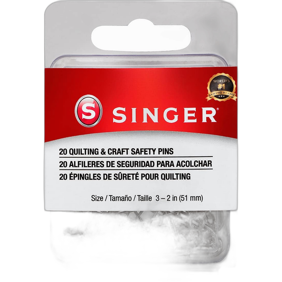 SINGER 00206 Quilting and Craft Safety Pins, Size 3, 20-Count,