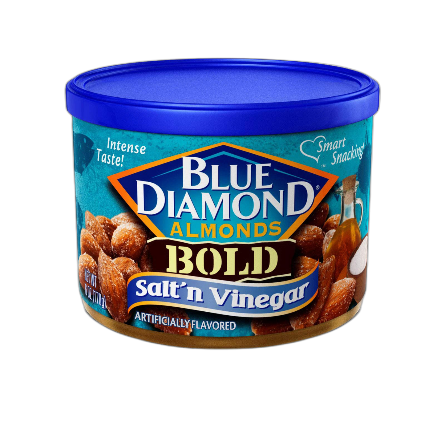 Blue Diamond Almonds Salt N' Vinegar Flavored Snack Nuts, 6 Oz Resealable Cans (Pack of 12)