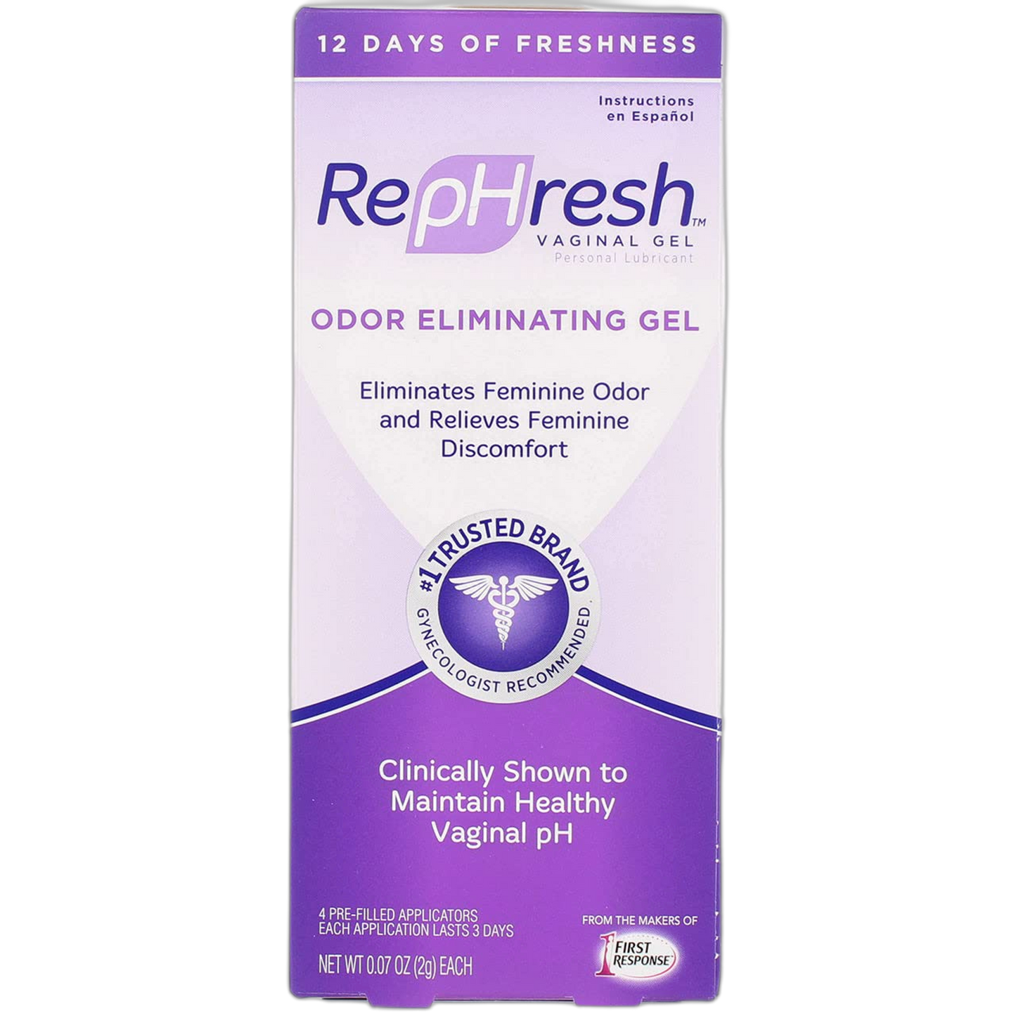 RepHresh Odor Eliminating Vaginal Gel, Feminine Care pH Balance for Women, 4 Count (0.7oz)