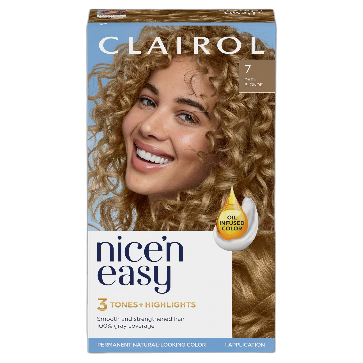 Clairol Nice'n Easy Permanent Hair Dye, 7 Dark Blonde Hair Color, Pack of 1