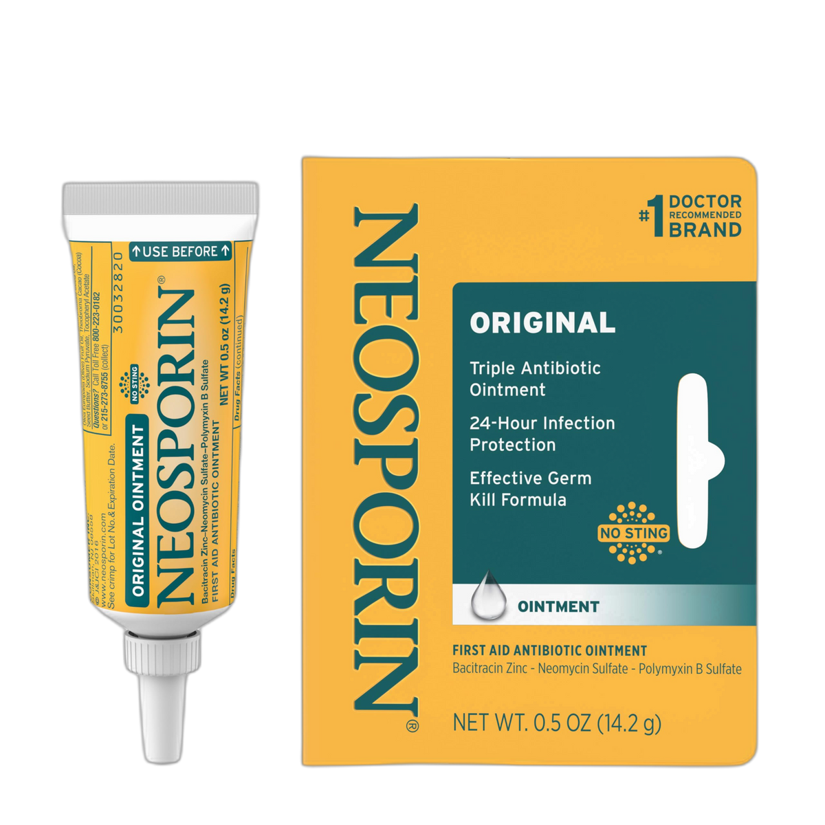 Neosporin Original First Aid Antibiotic Ointment with Bacitracin Zinc for Infection Protection, Wound Care Treatment & Scar Appearance Minimizer for Minor Cuts, Scrapes and Burns,.5 oz