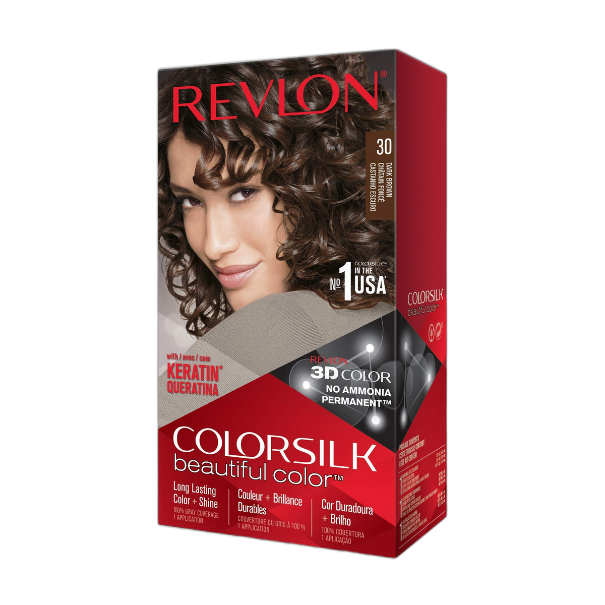 Revlon ColorSilk Permanent Color, Dark Brown 30, 2 pack