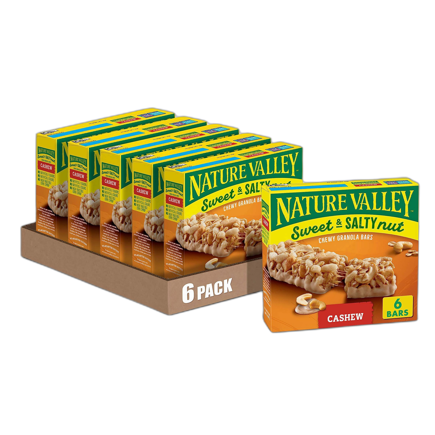 Nature Valley Granola Bars, Sweet and Salty Nut, Cashew, 6 Bars, 7.2 OZ (Pack of 6)