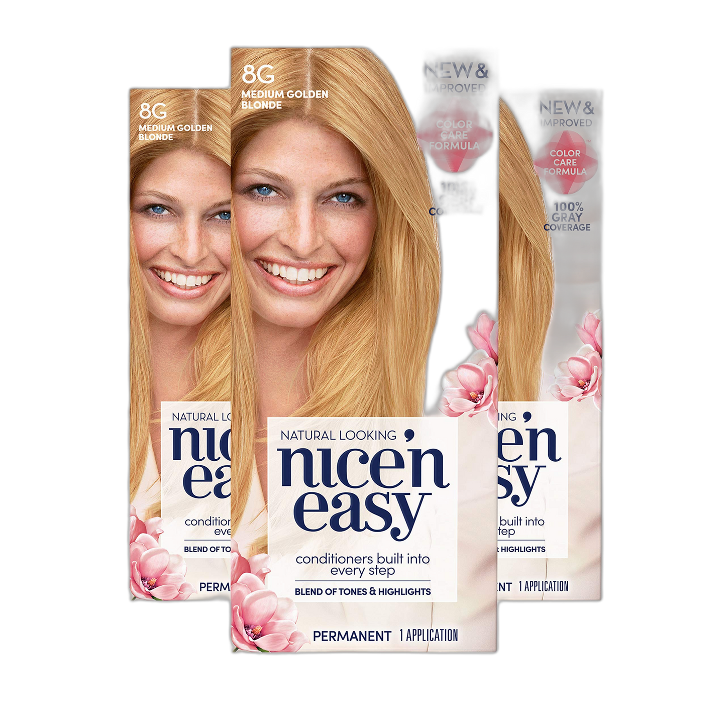 Clairol Nice'n Easy Permanent Hair Dye, 8G Medium Golden Blonde Hair Color, 3 Count