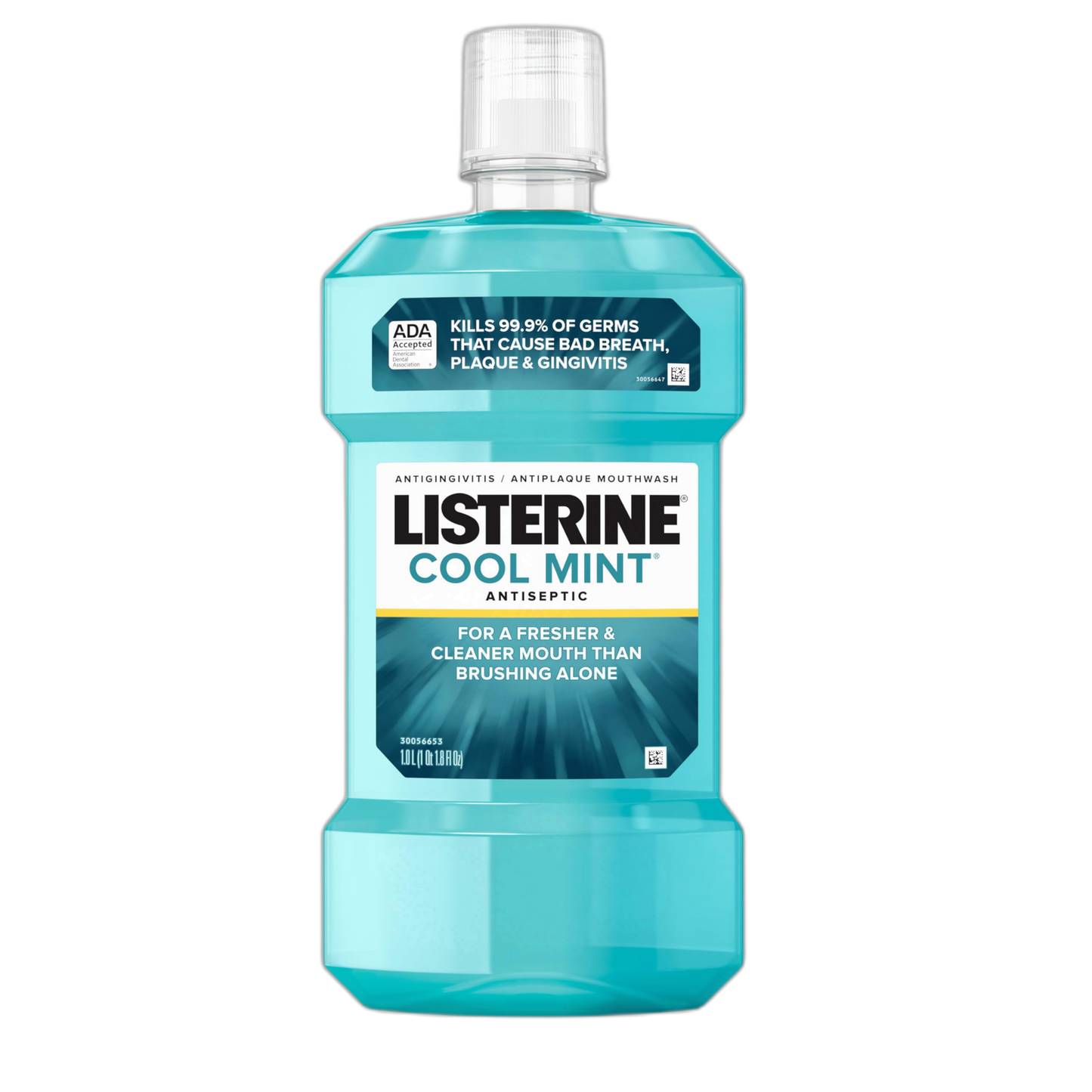 Listerine Cool Mint Antiseptic Mouthwash, Daily Oral Rinse Kills 99% of Germs That Cause Bad Breath, Plaque and Gingivitis for a Fresher, Cleaner Mouth, Cool Mint Flavor, 1.0 L