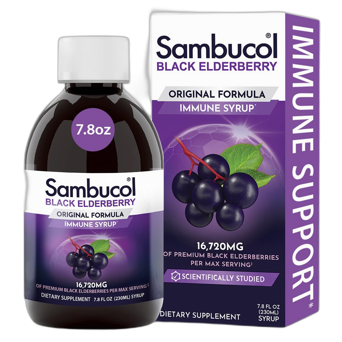 Sambucol Black Elderberry Syrup - Sambucus Elderberry Syrup for Adults Immune Support, Elderberry Liquid, Elderberry Extract, Gluten Free - 7.8 Fl Oz