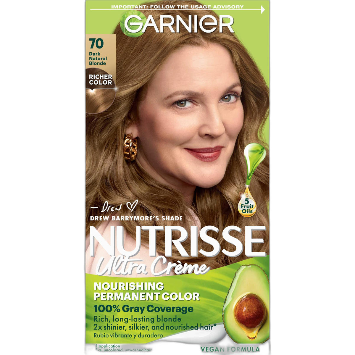 Garnier Hair Color Nutrisse Nourishing Creme, 70 Dark Natural Blonde (Almond Crème) Permanent Hair Dye, 1 Count (Packaging May Vary)
