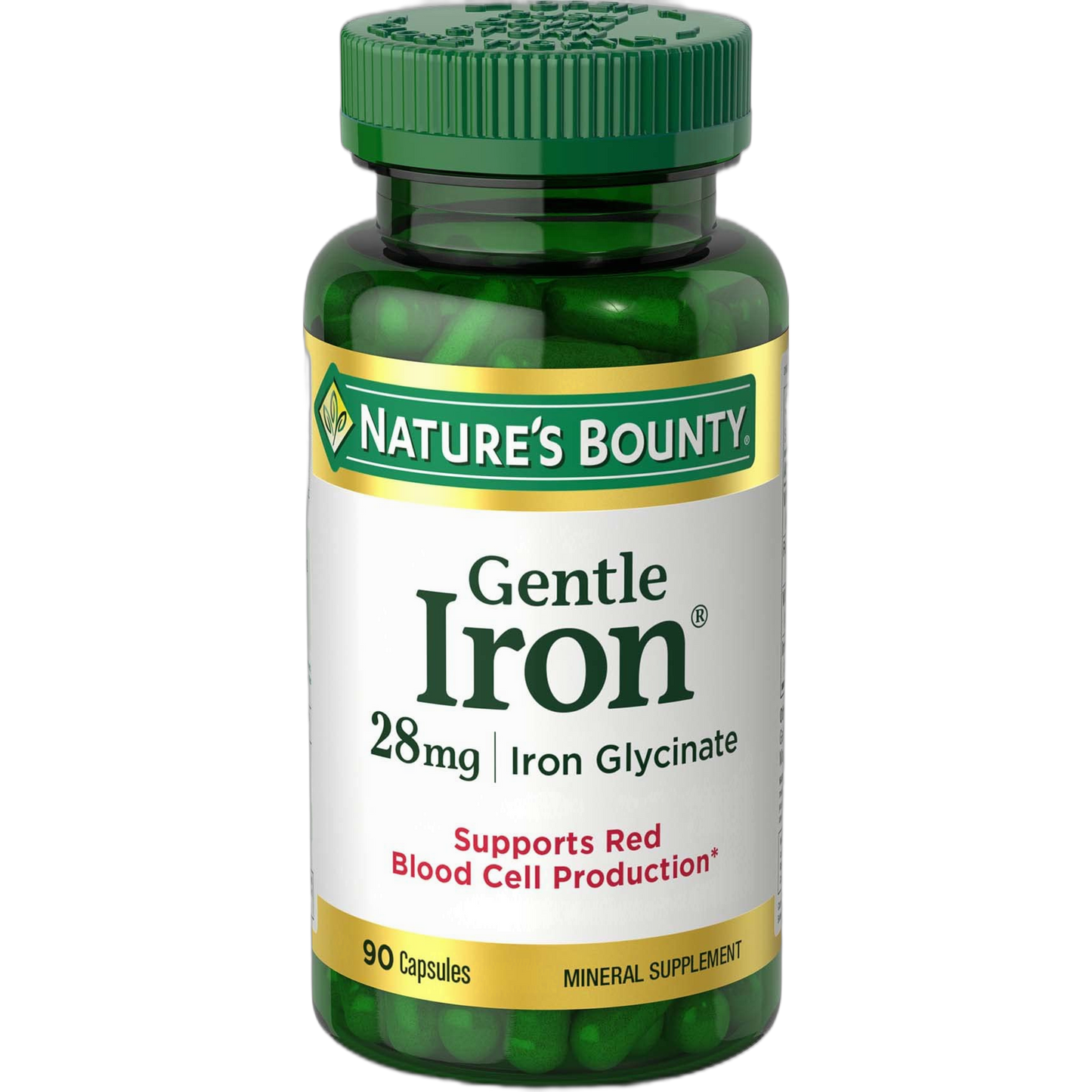 Nature's Bounty Gentle Iron 28 mg 90 Capsules (Pack of 3)