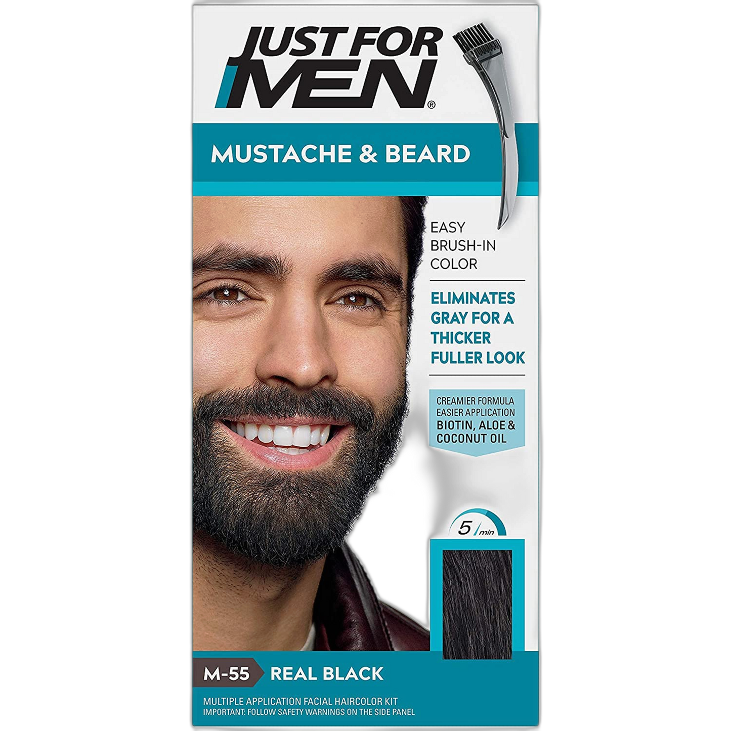 JUST FOR MEN Color Gel Mustache & Beard M-55 Real Black 1 Each