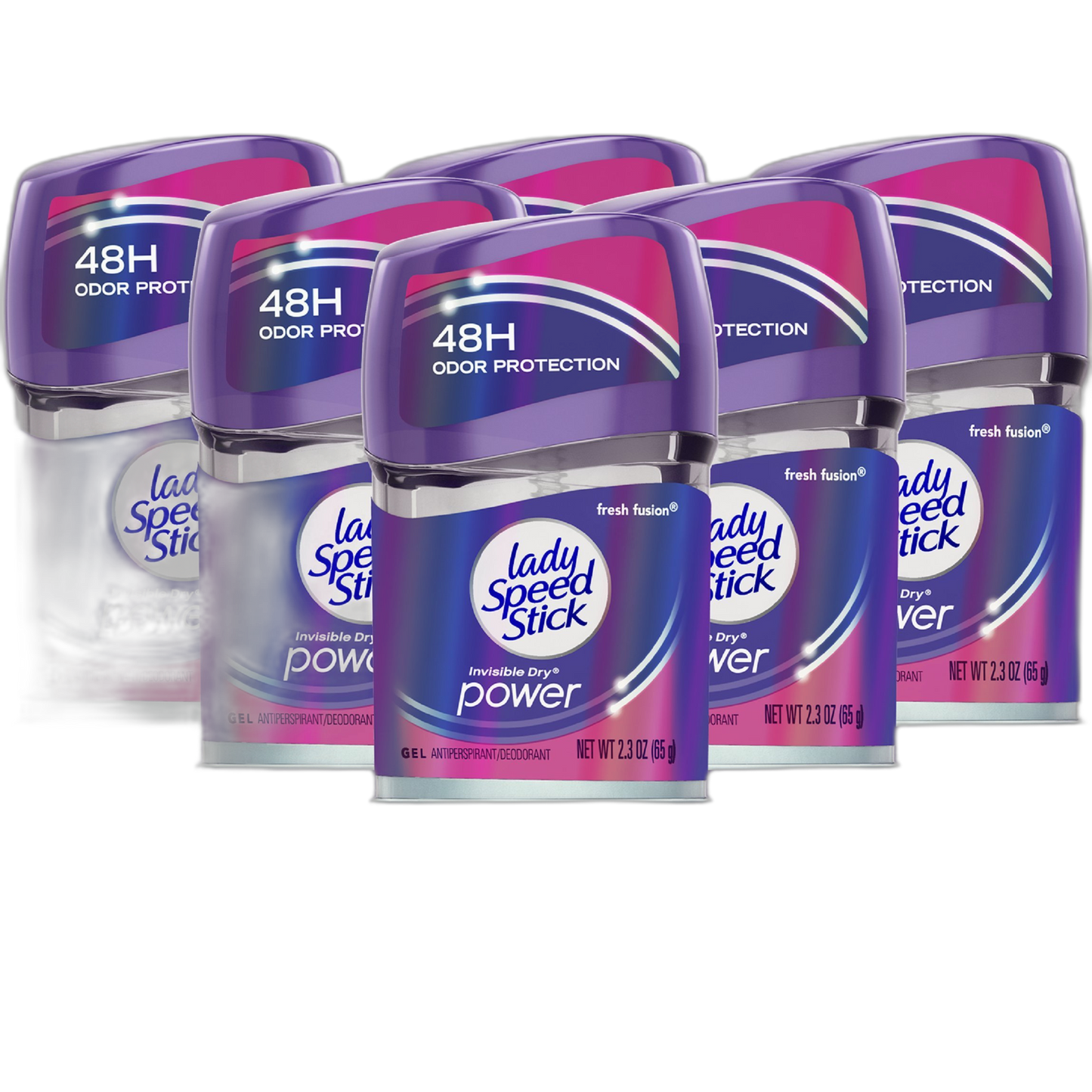 Lady Speed Stick Invisible Dry Power Antiperspirant Deodorant Gel for Women, Fresh Fusion - 2.3 ounce (6 Pack)