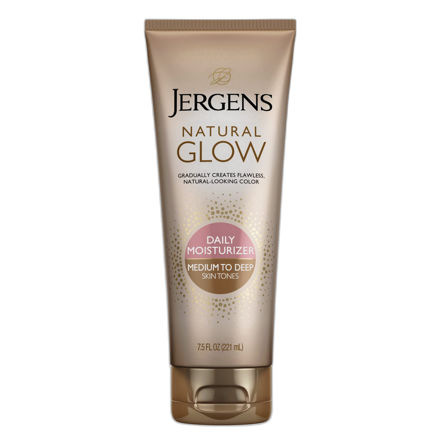 Jergens Natural Glow Self Tanner Body Lotion, Sunless Tanning, Medium to Deep Skin Tone, Daily Moisturizer with Coconut Oil, Vitamin E and Antioxidants, 7.5 Oz