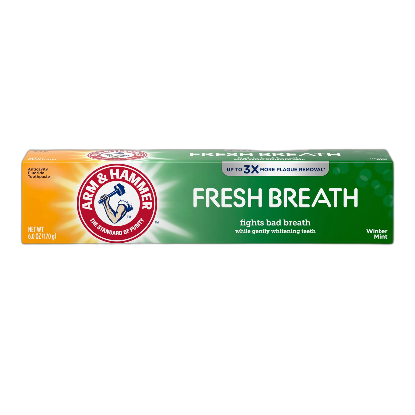 ARM & HAMMER Advanced White Breath Freshening Toothpaste-, One 6oz Tube, Winter Mint- Fluoride Toothpaste (Packaging May Vary)