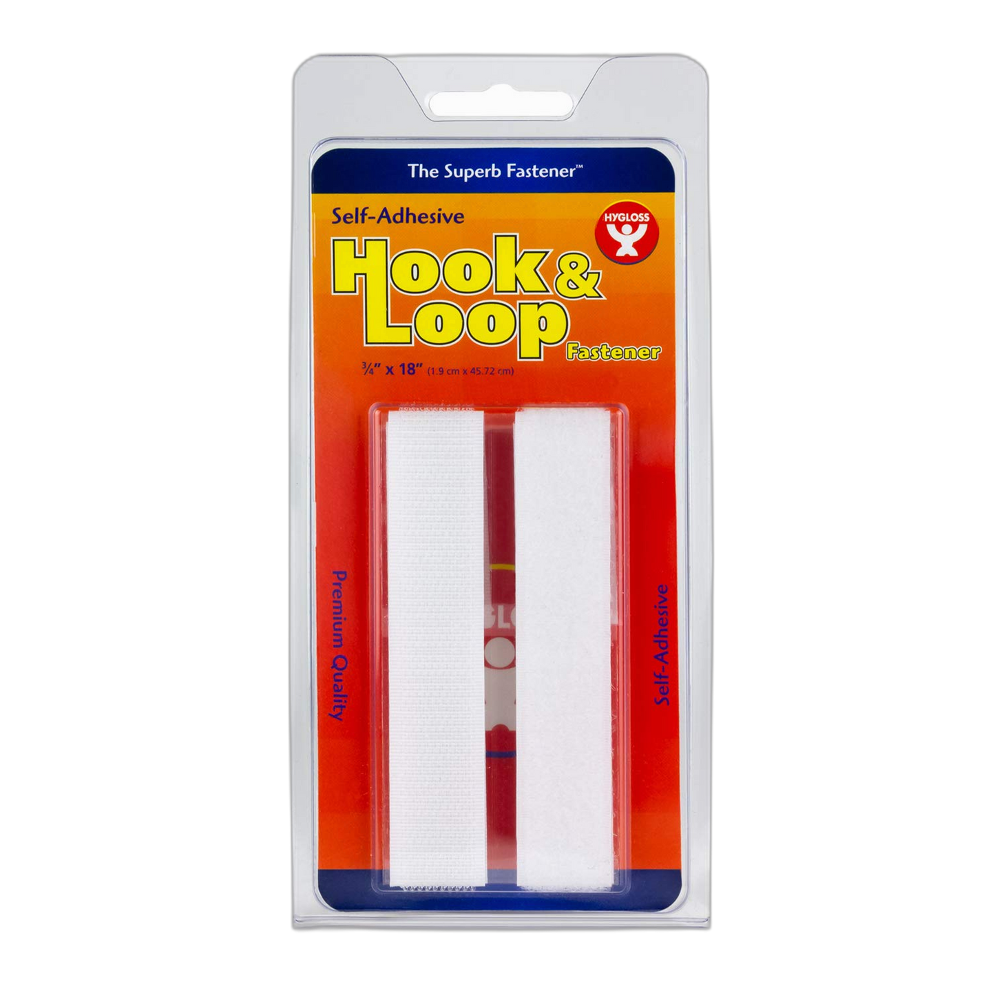 Hygloss Products Self Adhesive Strips - Hook and Loop Fastener Sticky Back Tape - 3/4 Inch x 18 Inch, White
