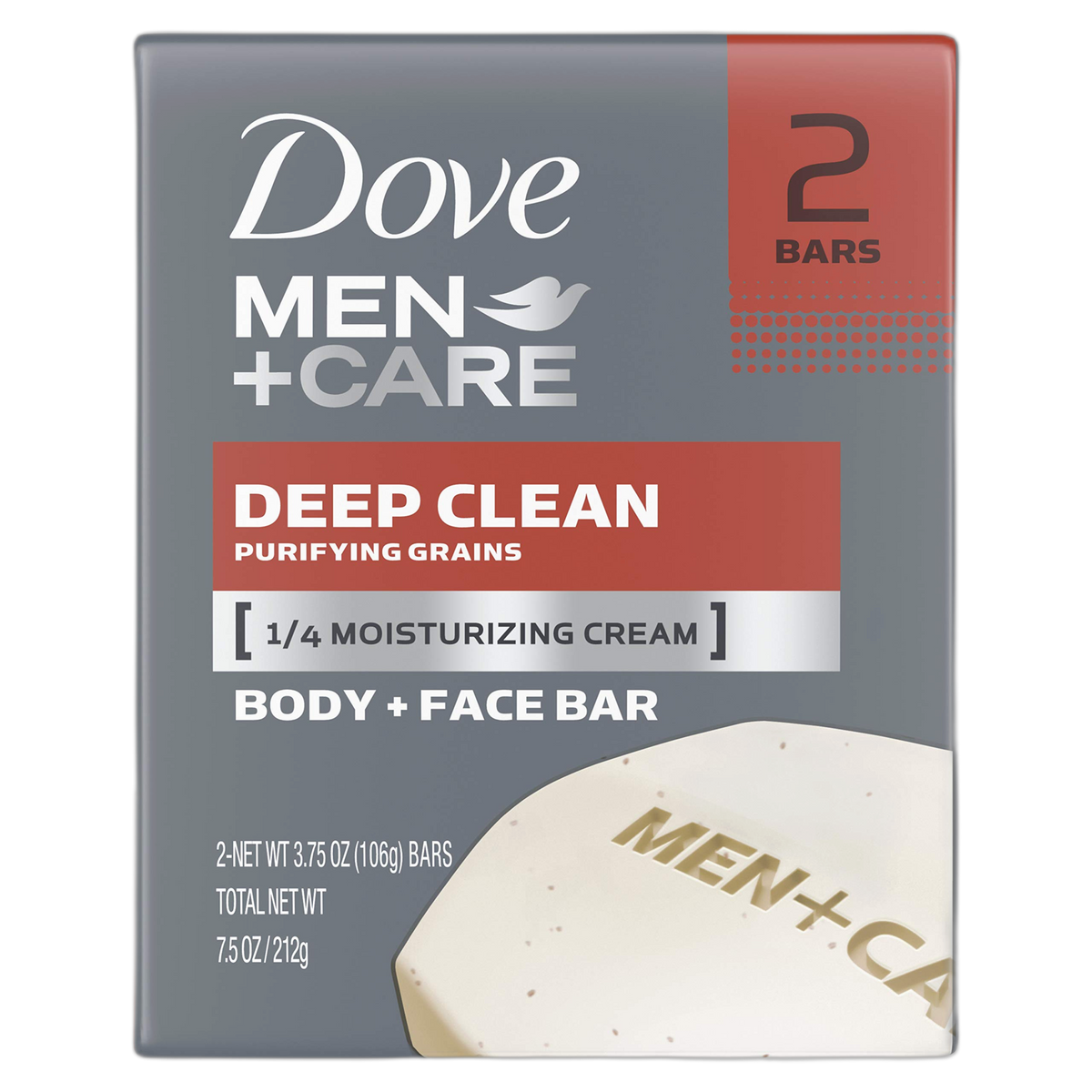 Dove Men+Care Men's Bar Soap More Moisturizing Than Bar Soap Deep Clean Effectively Washes Away Bacteria, Nourishes Your Skin 3.75 oz 2 Bars