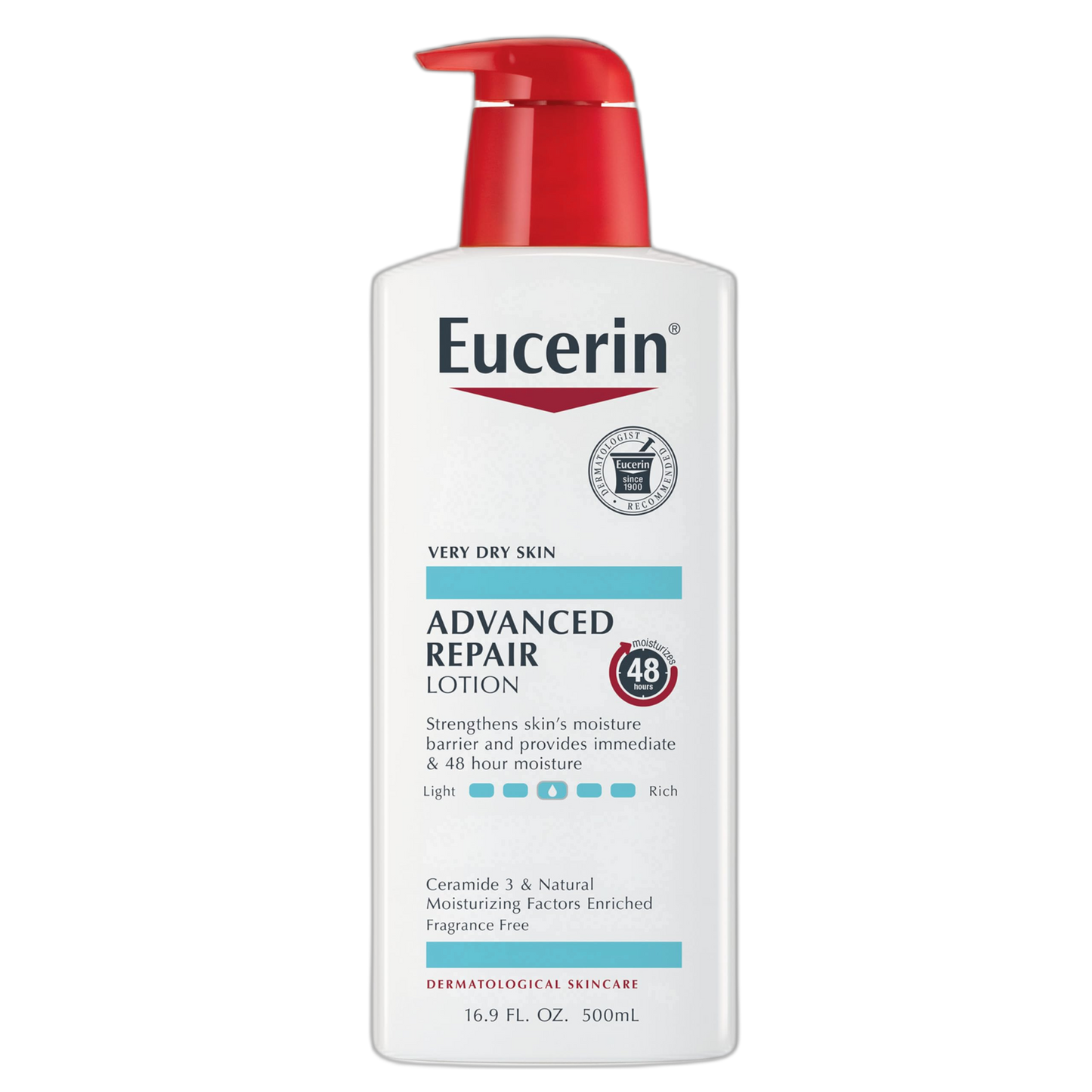 Eucerin Advanced Repair Body Lotion for Very Dry Skin, Unscented Lotion Formulated with Ceramides, 16.9 Fl Oz Bottle