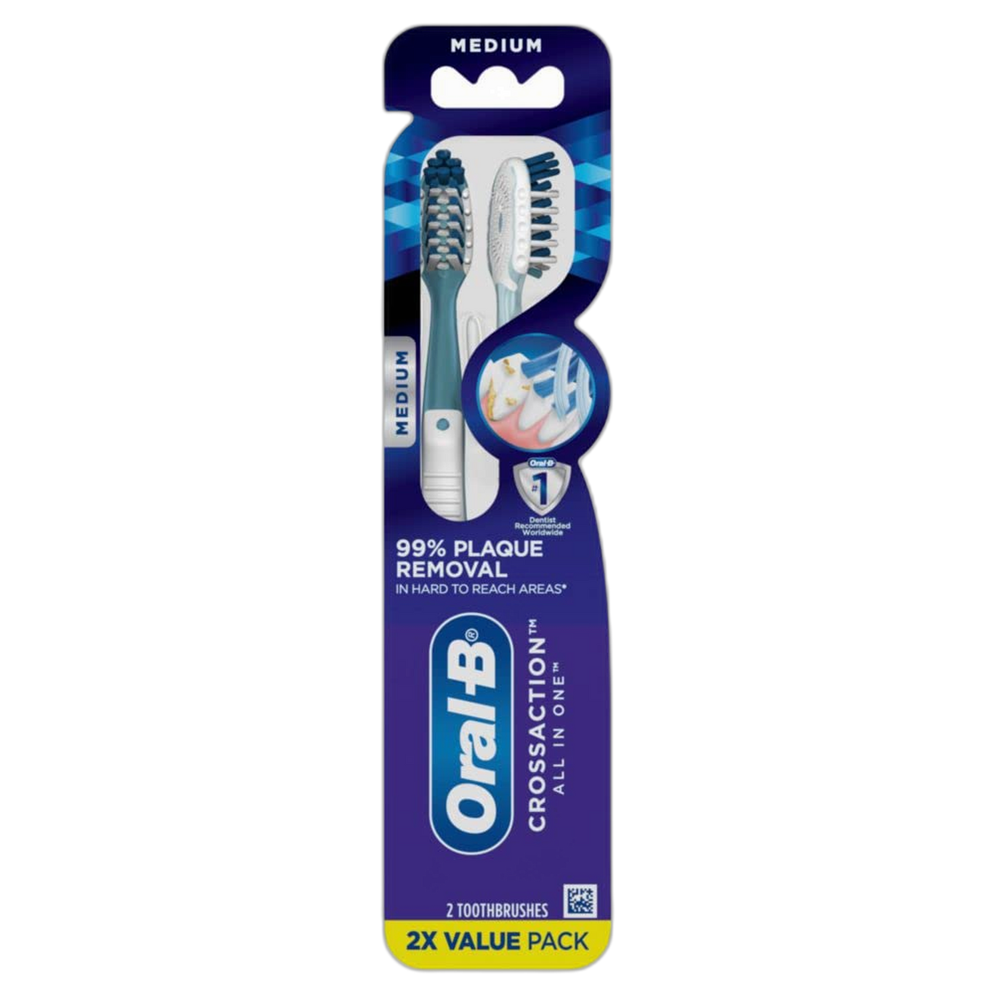 Oral-B CrossAction All in One Toothbrushes, Medium, 2 Count
