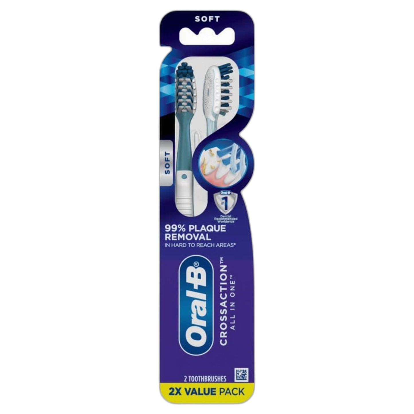 Oral-B CrossAction All in One Toothbrushes, Soft, 2 Count