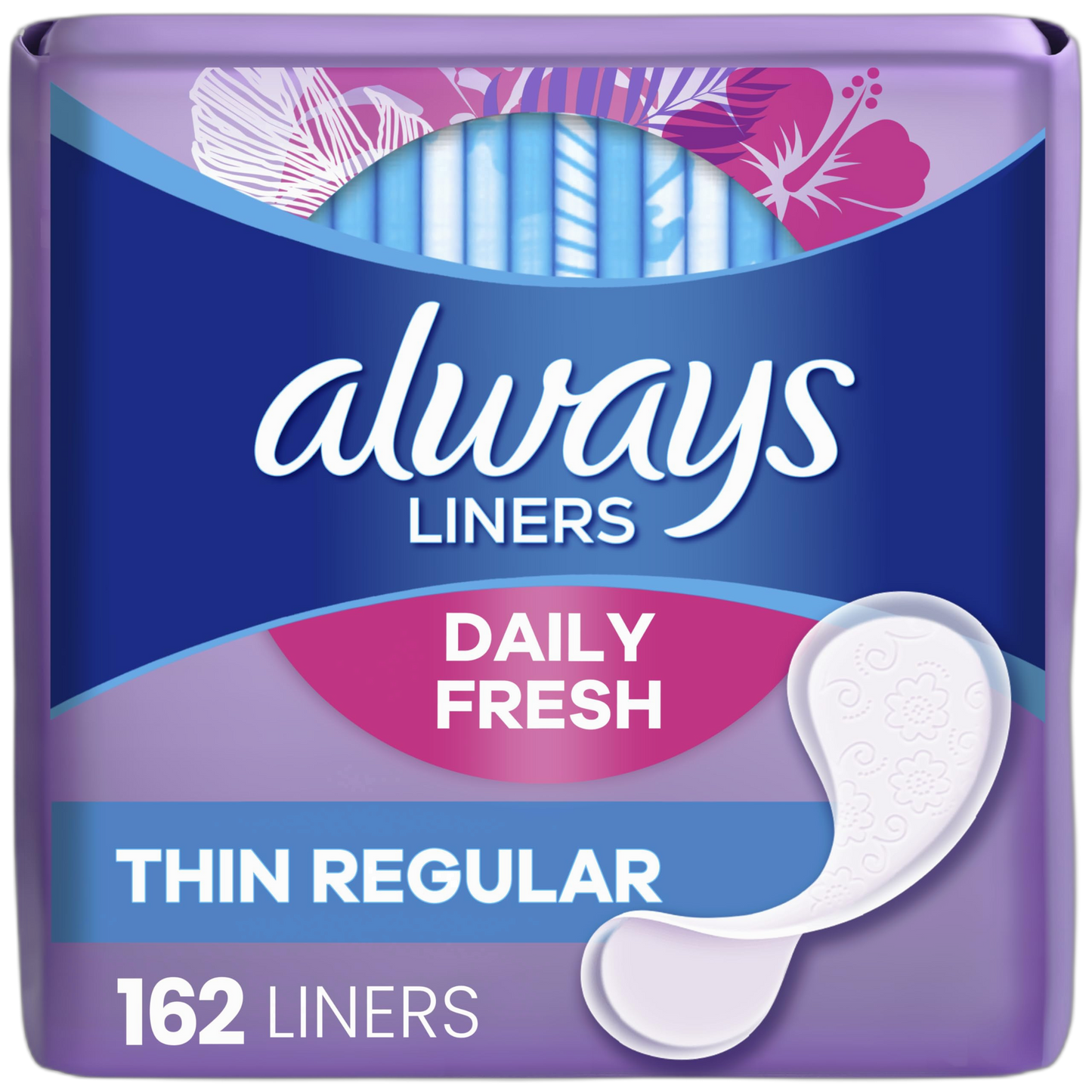 Always Thin Daily Panty Liners for Women, Light Absorbency, Unscented, 162 Count (Packaging May Vary)
