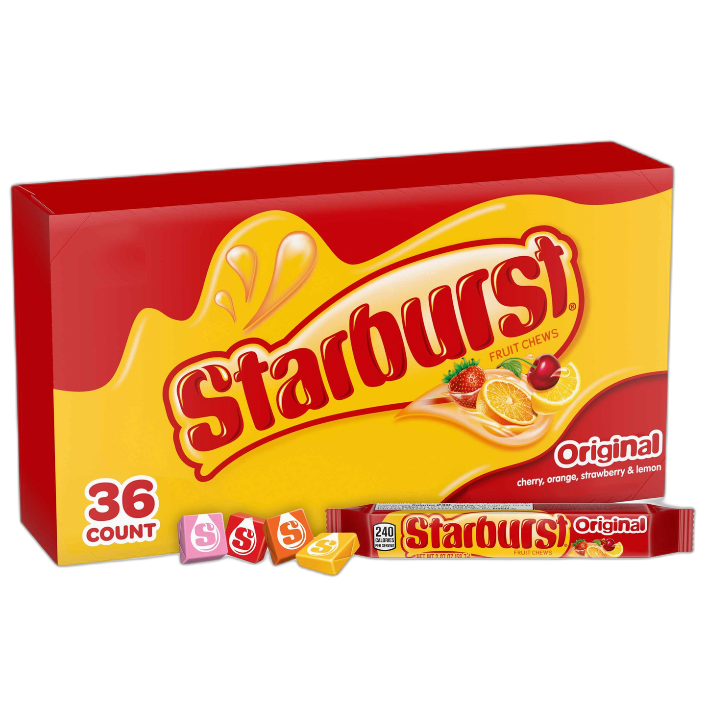STARBURST Original Full Size Fruit Chews Candy Bulk, Chewy Candy for Parties, 2.07 oz (36 Single Packs)