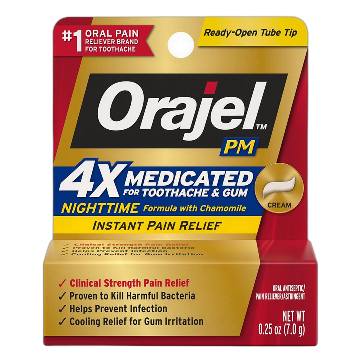 Orajel Maximum Strength Nighttime Toothache Pain Relief Cream - 0.25 Oz