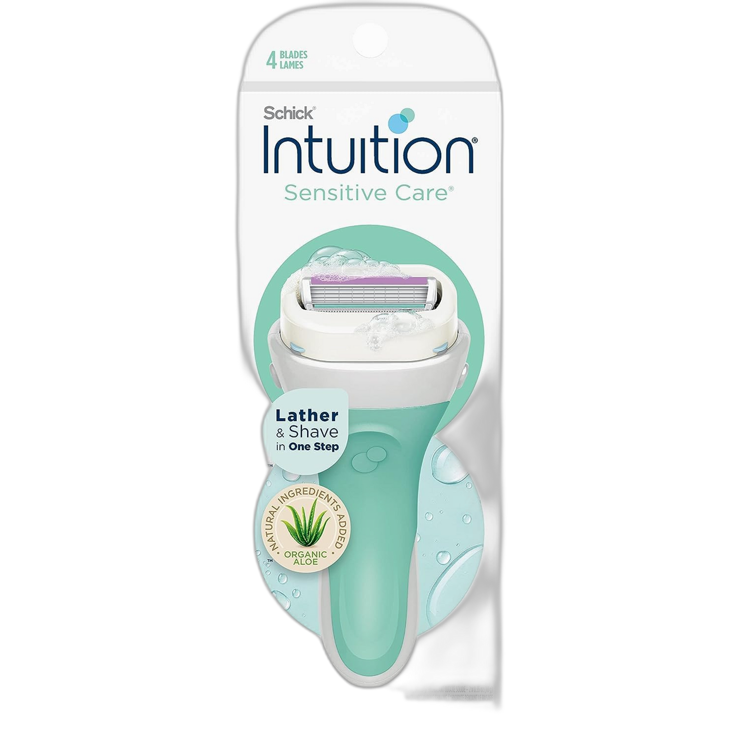 Schick Intuition Razors for Women with Sensitive Skin | 1 Razor & 2 Intuition Razor Blades Refill with Organic Aloe