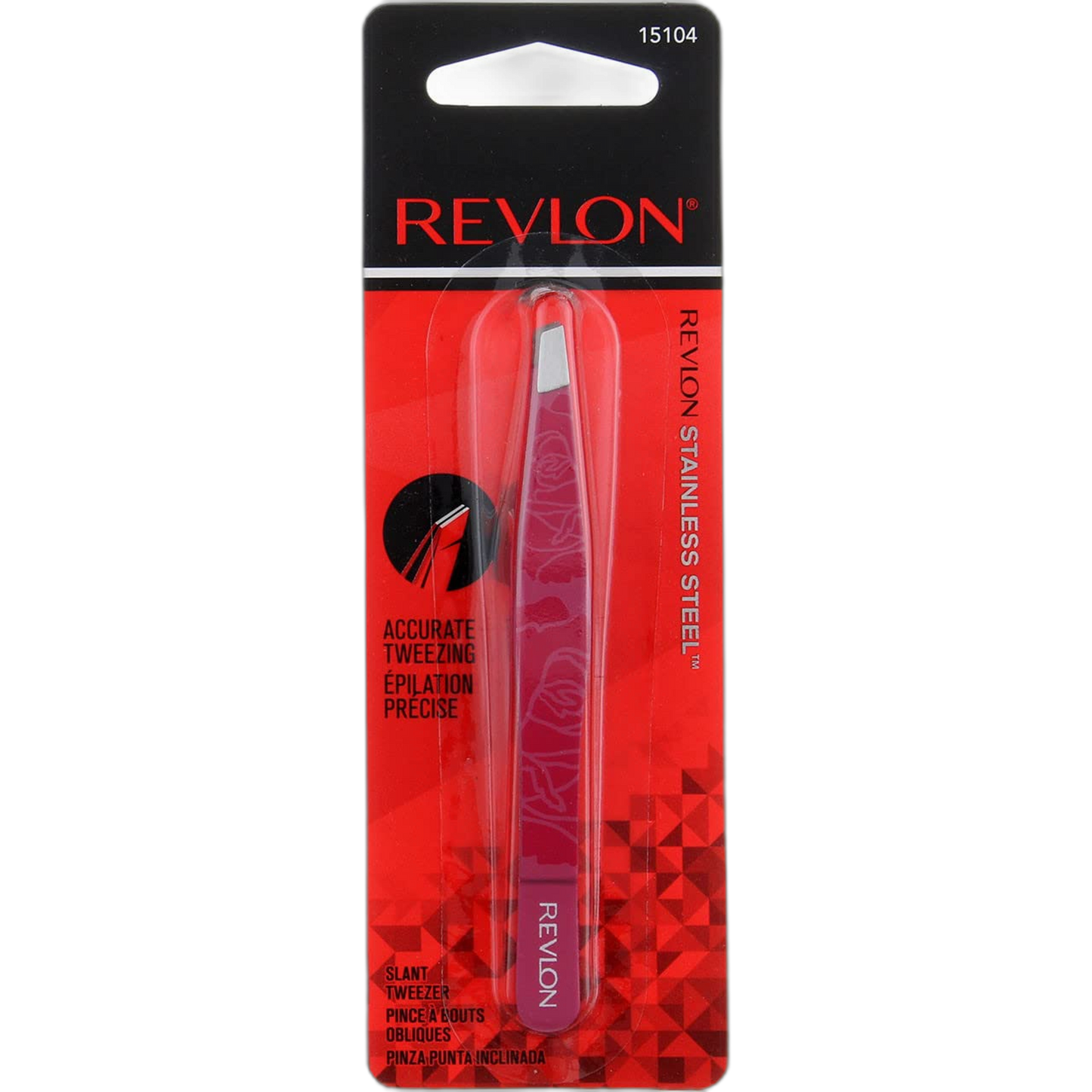Revlon Eyebrow Hair Removal Tweezer, Designer Collection, High Precision Tweezers for Men, Women & Kids, Stainless Steel (Style/Color May Vary) (Pack of 1)