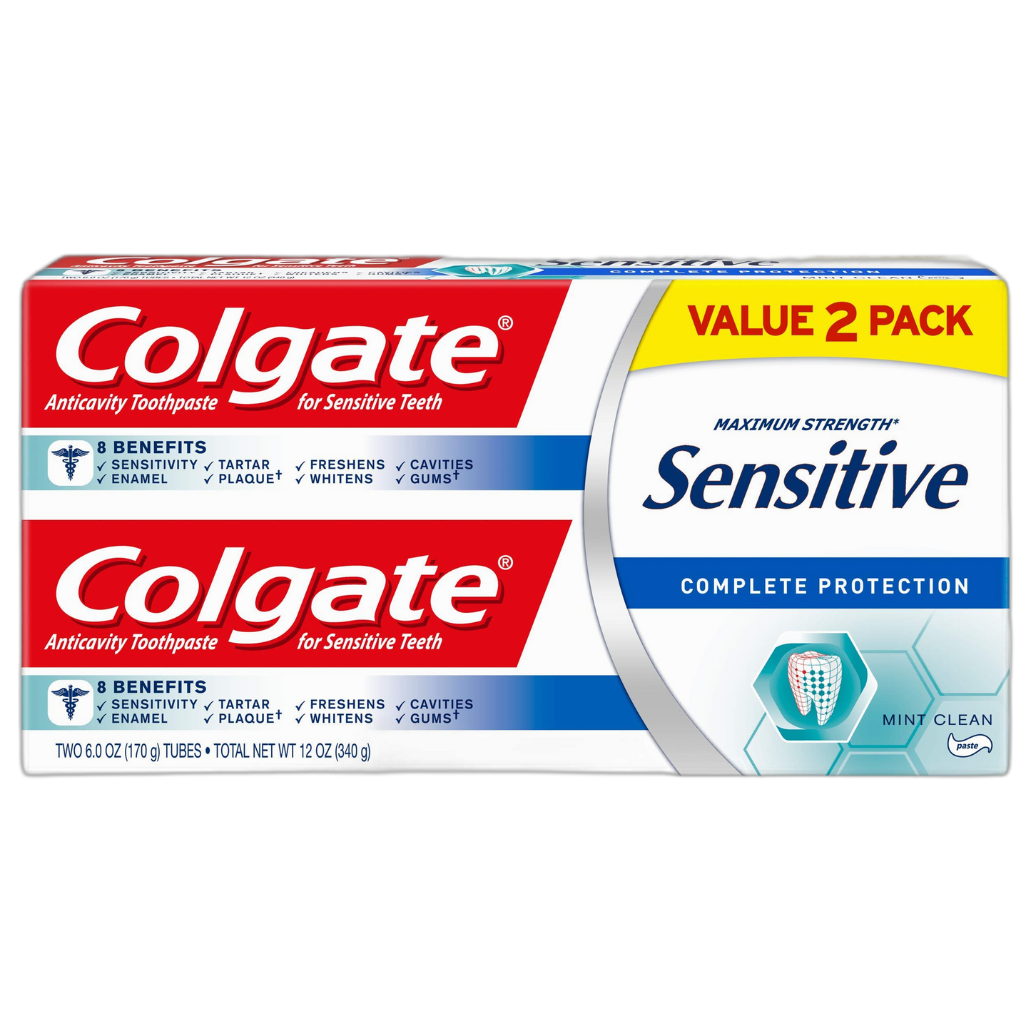 Colgate Sensitive Toothpaste, Complete Protection, Mint Clean - 6 ounce (Pack of 2)