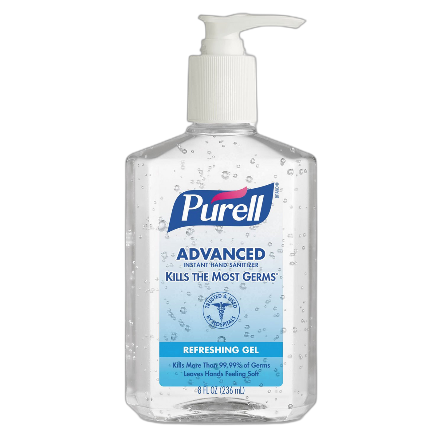 Purell Advanced Hand Sanitizer Refreshing Gel, Clean Scent, 8 fl oz Pump Bottle (Pack of 12), 9652-12