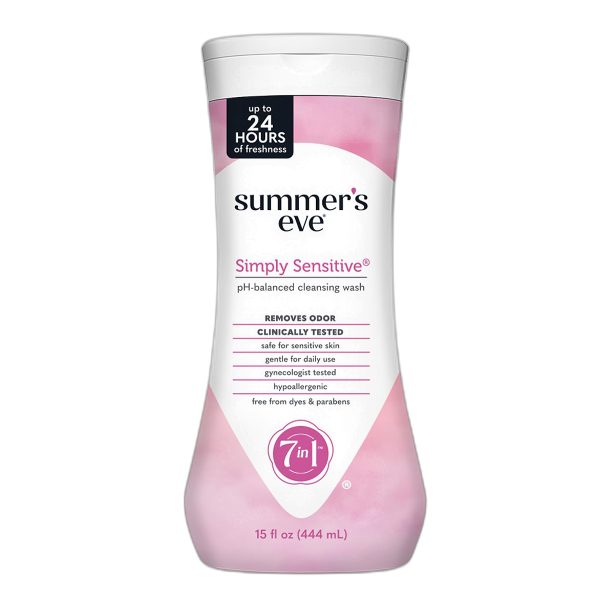 Summer's Eve Simply Sensitive Daily Gentle All Over Feminine Body Wash, Removes Odor, Feminine Wash pH Balanced, 15 fl oz