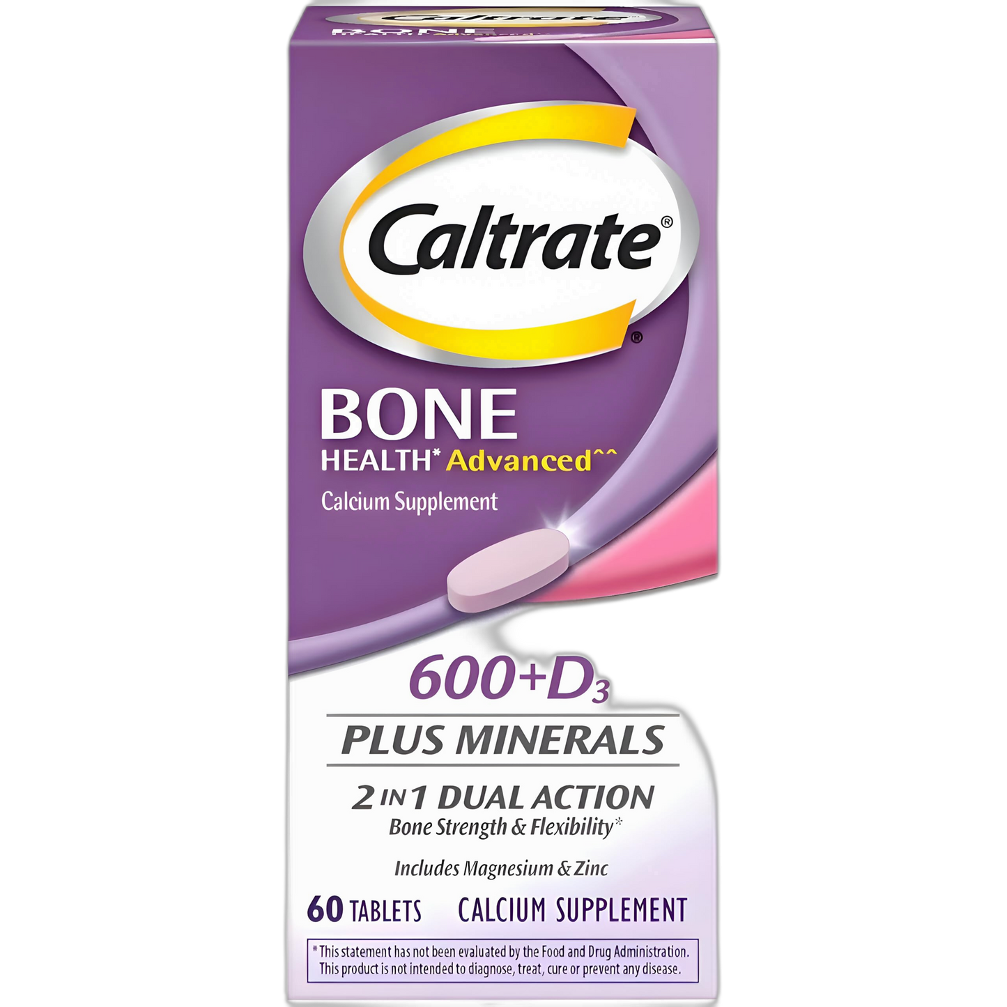 Caltrate 600+D3 Plus Minerals Calcium and Vitamin D Supplement Tablets, Bone Health and Mineral Supplement for Adults - 60 Count