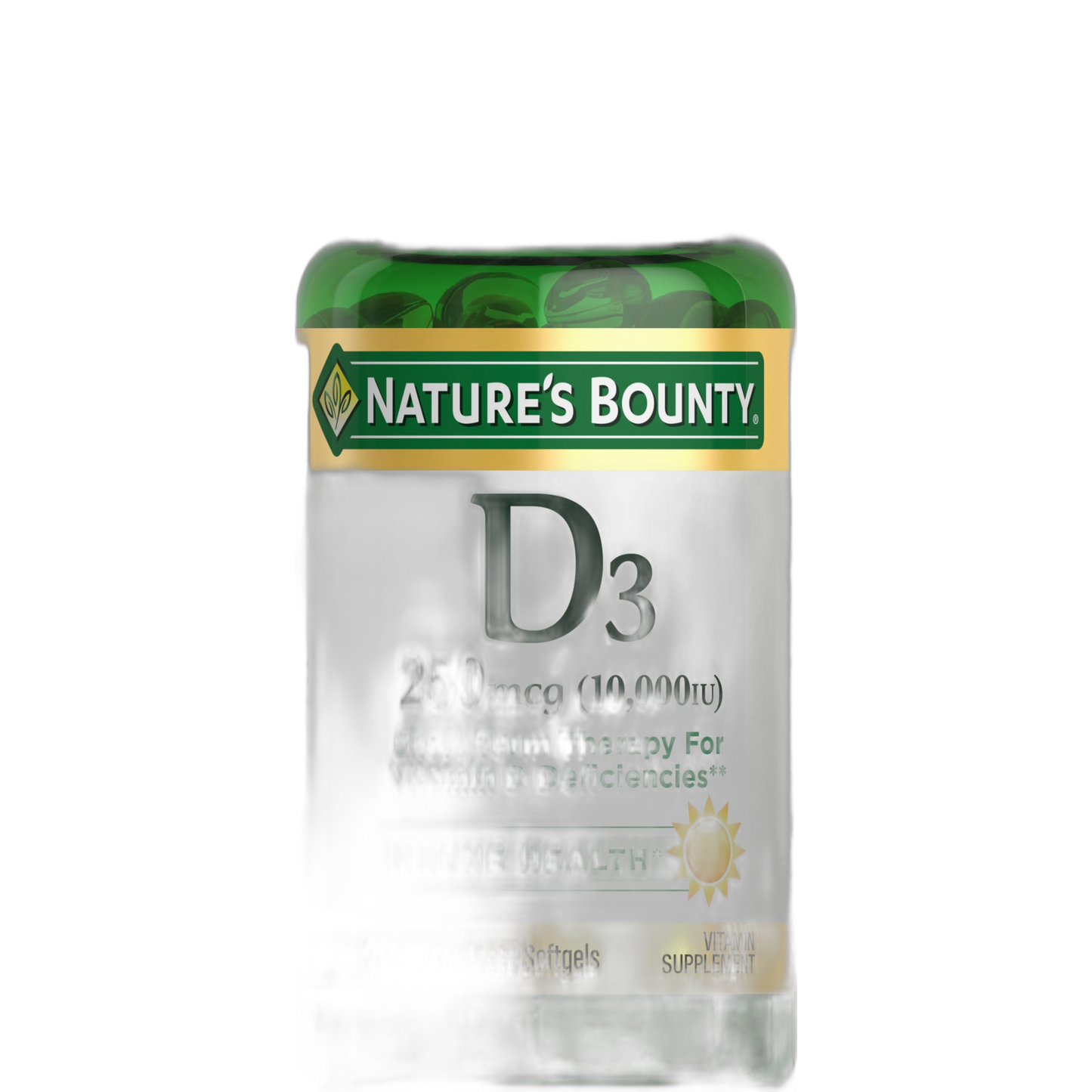 Nature's Bounty Vitamin D for Immune Support and Promotes Healthy Bones, 10000IU, Softgels, Multi-Color, 10,000 IU, 72 Count (Pack of 1)