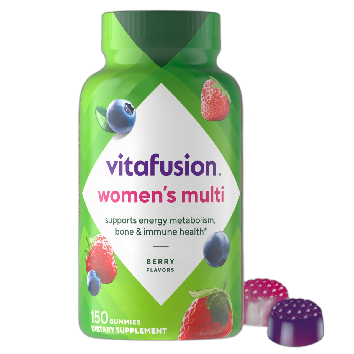 Vitafusion Womens Multivitamin Gummies, Berry Flavored Daily Vitamins for Women with Vitamins A, C, D, E, B-6 and B-12, 150 Count, 75 Day Supply, 150 Count