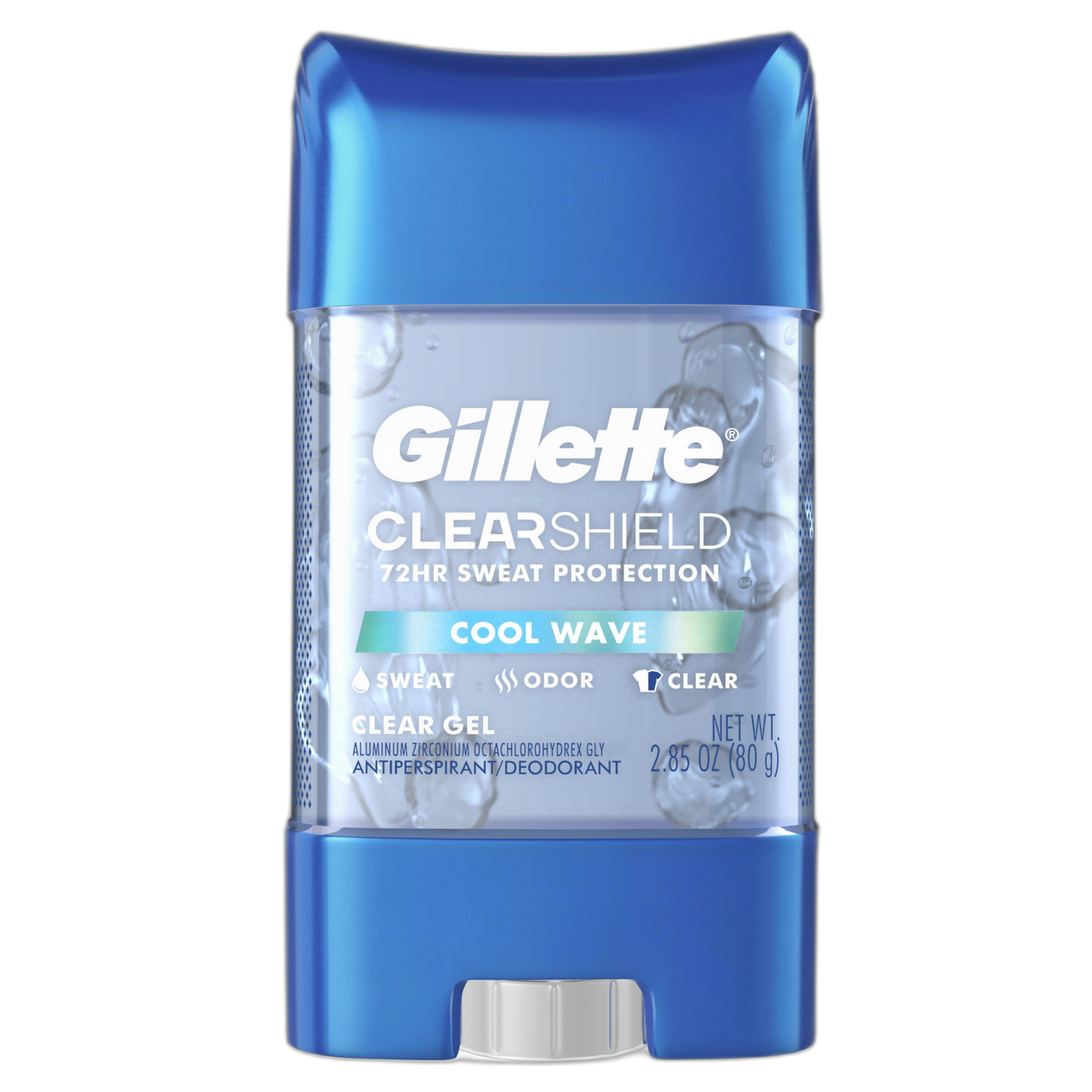Gillette Antiperspirant and Deodorant for Men, 72hr Sweat & Odor Protection, Long Lasting Freshness, Anti-White Mark Technology, Clear Gel, Cool Wave Scent, 2.85 oz